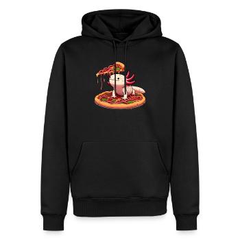 Pizza-Party für Axolotl - Männer Premium Bio Hoodie - Schwarz - Vorne - Nico (187cm)