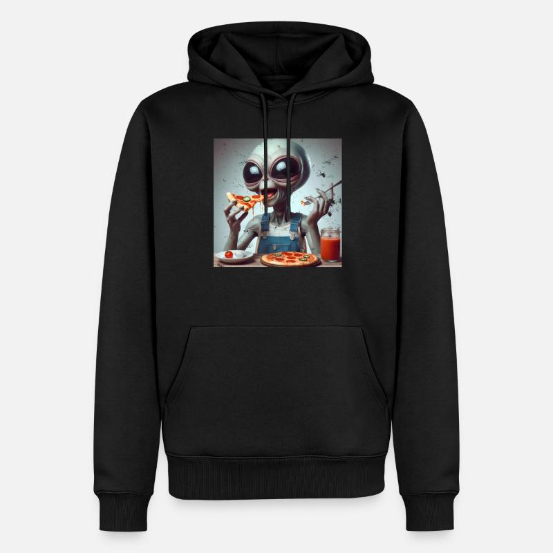 Alien Pizza Fun - Männer Premium Bio Hoodie - Schwarz