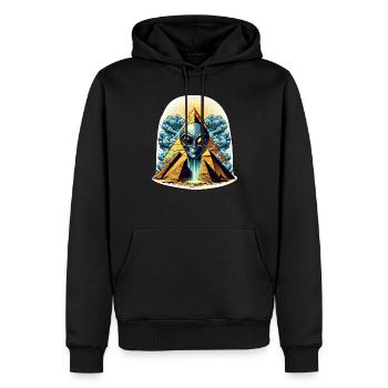 Tête extraterrestre dans la pyramide - Sweat à capuche Premium bio Homme - noir - Devant - Nico (187cm)