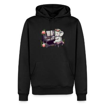 Éléphant au piano - Sweat à capuche Premium bio Homme - noir - Devant - Nico (187cm)