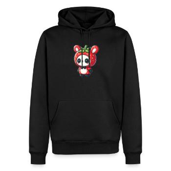 Panda en costume de fraise - Sweat à capuche Premium bio Homme - noir - Devant - Nico (187cm)