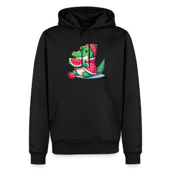 Crocodile en costume de pastèque - Sweat à capuche Premium bio Homme - noir - Devant - Nico (187cm)