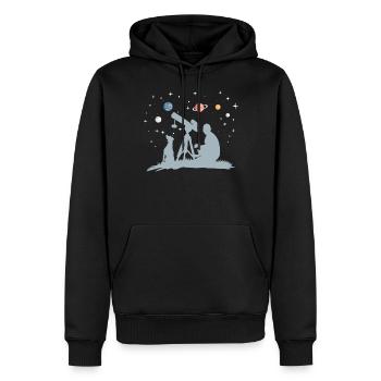 Observation des étoiles - Sweat à capuche Premium bio Homme - noir - Devant - Nico (187cm)