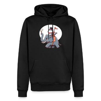 Katze reitet Elefant - Männer Premium Bio Hoodie - Schwarz - Vorne - Nico (187cm)