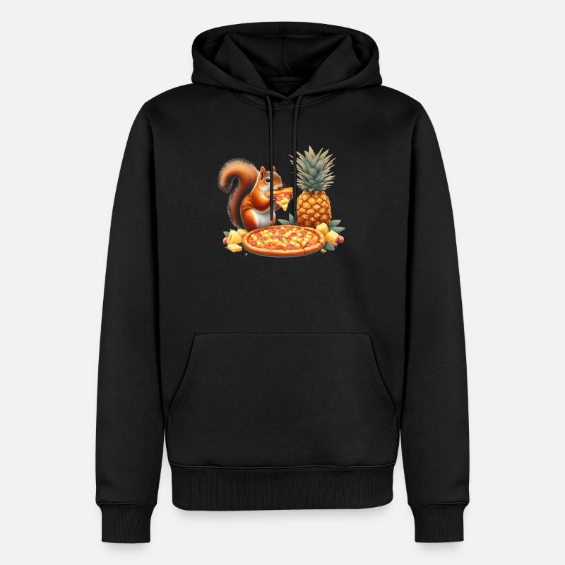Eichhörnchen genießt Pizza - Männer Premium Bio Hoodie - Schwarz