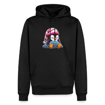 Schläfriger Pinguin im Schlafanzug - Männer Premium Bio Hoodie - Schwarz - Vorne - Nico (187cm)