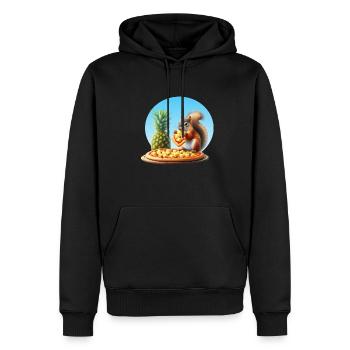 Squirrel enjoying pizza - Men’s Premium Organic Hoodie - black - Front - Nico (187cm)