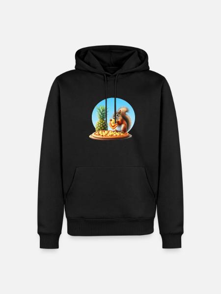 Squirrel enjoying pizza - Men’s Premium Organic Hoodie - black