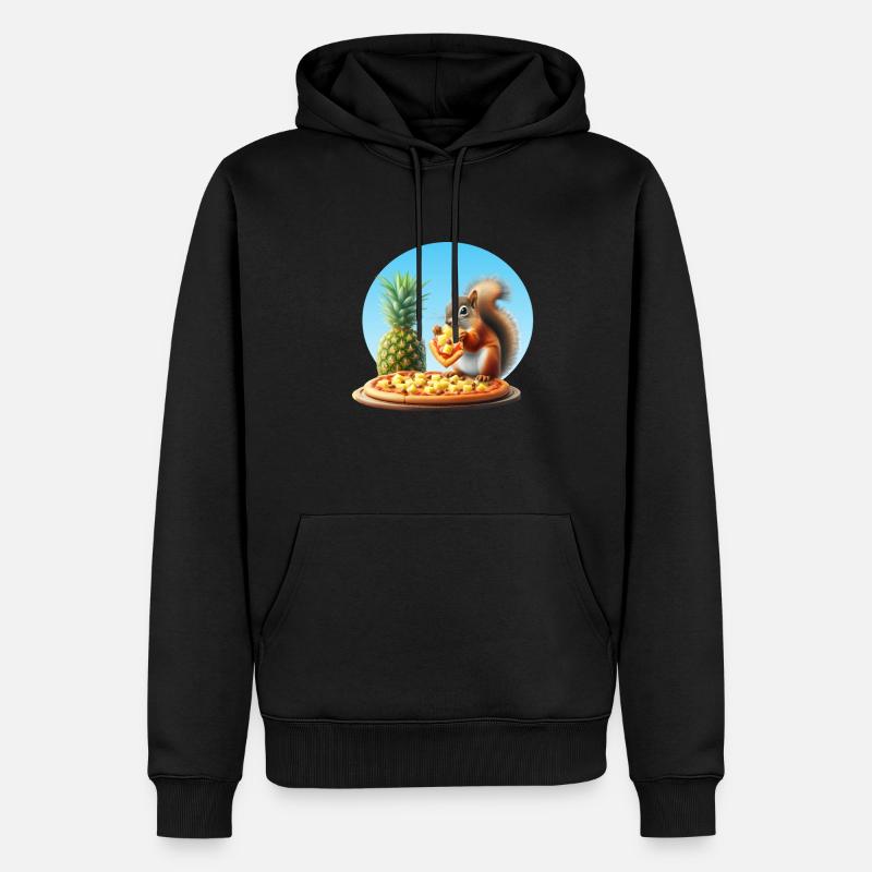 Eichhörnchen genießt Pizza - Männer Premium Bio Hoodie - Schwarz