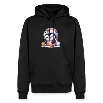Schläfriger Pinguin im Schlafanzug - Männer Premium Bio Hoodie - Schwarz - Vorne - Nico (187cm)