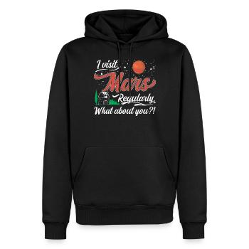 Ich besuche den Mars regelmäßig. Wie steht es mit dir?! - Männer Premium Bio Hoodie - Schwarz - Vorne - Nico (187cm)