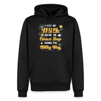 Mon lait du magasin du coin le long de la Voie lactée. - Sweat à capuche Premium bio Homme - noir - Devant - Nico (187cm)