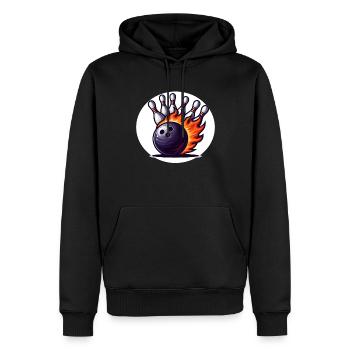 Brennende Bowlingkugel - Männer Premium Bio Hoodie - Schwarz - Vorne - Nico (187cm)