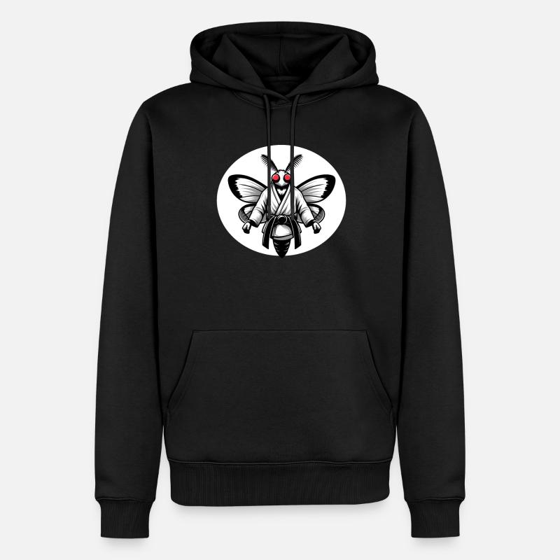 Karate-Motte mit schwarzem Gurt - Männer Premium Bio Hoodie - Schwarz