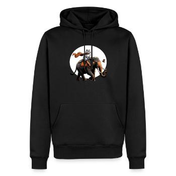 Fier chat chevauchant un éléphant - Sweat à capuche Premium bio Homme - noir - Devant - Nico (187cm)