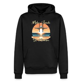 Spectacle d’avions au-dessus de la plage de Maho - Sweat à capuche Premium bio Homme - noir - Devant - Nico (187cm)