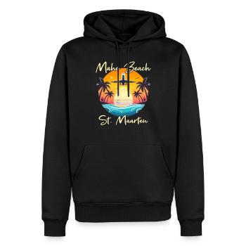 Spectacle d’avions au-dessus de la plage de Maho - Sweat à capuche Premium bio Homme - noir - Devant - Nico (187cm)