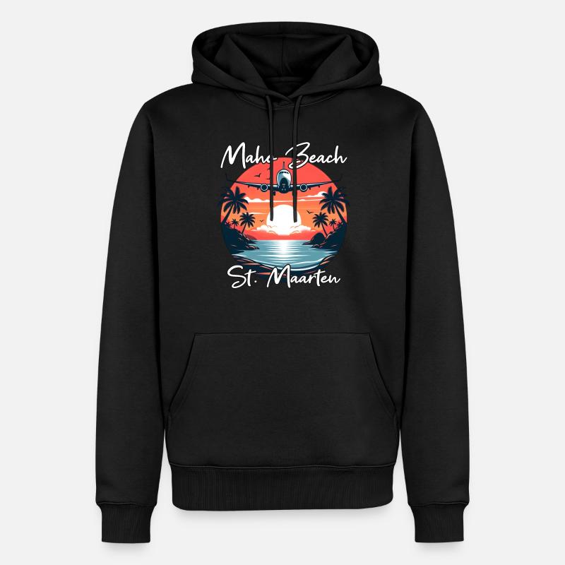 Spectacle d’avions au-dessus de la plage de Maho - Sweat à capuche Premium bio Homme - noir