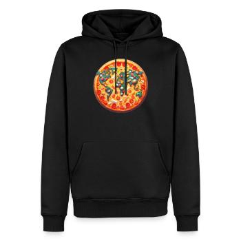 Weltkarte auf Pizza - Männer Premium Bio Hoodie - Schwarz - Vorne - Nico (187cm)