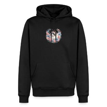 Ragdoll Katze mit Blumenhintergrund - Männer Premium Bio Hoodie - Schwarz - Vorne - Nico (187cm)