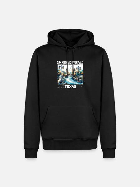 San Antonio Riverwalk, Texas - Men’s Premium Organic Hoodie - black