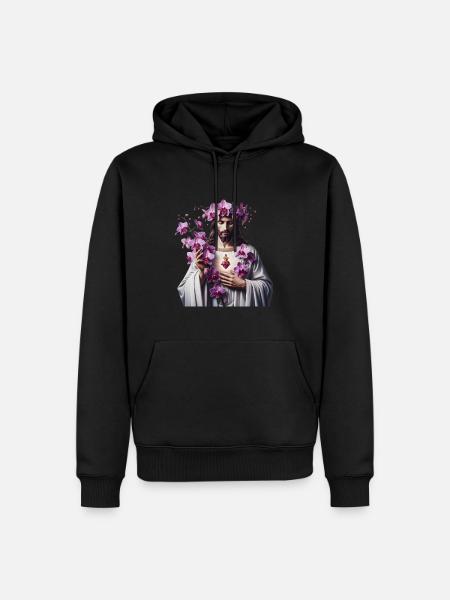 Jesus with Purple Orchids - Men’s Premium Organic Hoodie - black