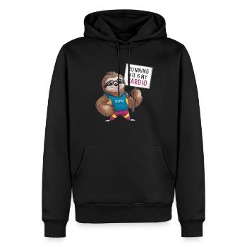 Paresseux avec signe humoristique - Sweat à capuche Premium bio Homme - noir - Devant - Nico (187cm)