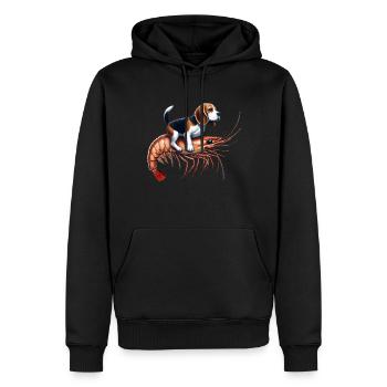 Le beagle se promène sur des crevettes - Sweat à capuche Premium bio Homme - noir - Devant - Nico (187cm)