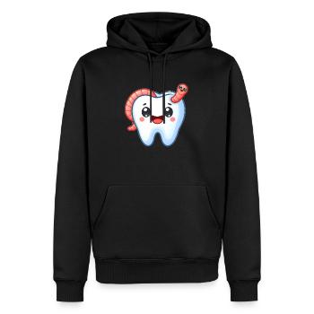 Dent amusante avec ver - Sweat à capuche Premium bio Homme - noir - Devant - Nico (187cm)