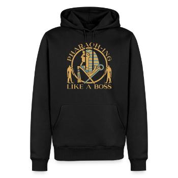 Pharao wie ein - Männer Premium Bio Hoodie - Schwarz - Vorne - Nico (187cm)
