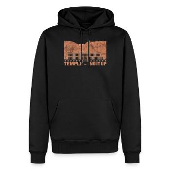 Tempel-up - Männer Premium Bio Hoodie - Schwarz - Vorne - Nico (187cm)