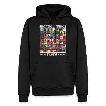 Hieroglyphen-Experte - Männer Premium Bio Hoodie - Schwarz - Vorne - Nico (187cm)