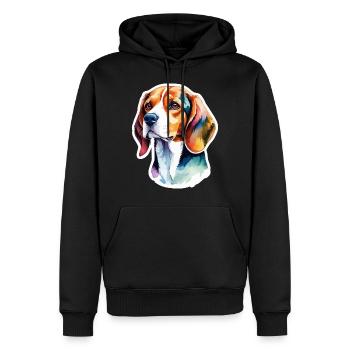 Beagle Wasserfarben - Männer Premium Bio Hoodie - Schwarz - Vorne - Nico (187cm)