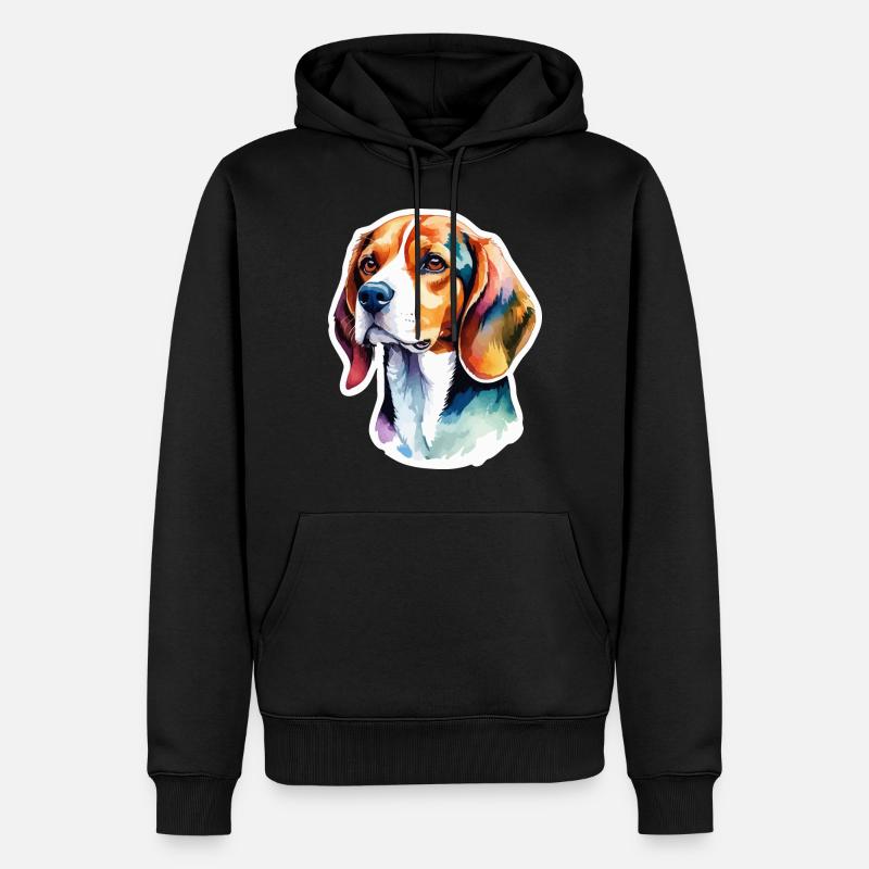 Beagle Wasserfarben - Männer Premium Bio Hoodie - Schwarz