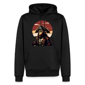 Capitaine Bande Dessinée Singe Pirate Caraïbes - Sweat à capuche Premium bio Homme - noir - Devant - Nico (187cm)