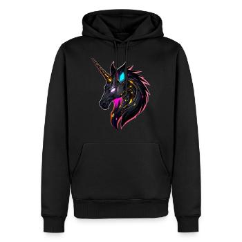 Einhorn, Einhornkopf - Männer Premium Bio Hoodie - Schwarz - Vorne - Nico (187cm)