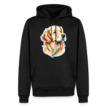 Golden Retriever Wasserfarben - Männer Premium Bio Hoodie - Schwarz - Vorne - Nico (187cm)