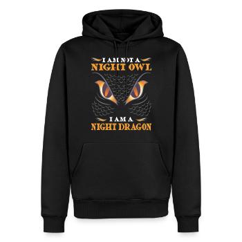Je ne suis pas un oiseau de nuit, je suis un dragon de nuit - Sweat à capuche Premium bio Homme - noir - Devant - Nico (187cm)