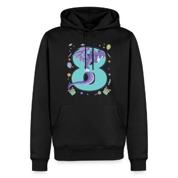 8e anniversaire - Sweat à capuche Premium bio Homme - noir - Devant - Nico (187cm)