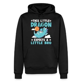 Ce petit dragon attend un petit frère - Sweat à capuche Premium bio Homme - noir - Devant - Nico (187cm)
