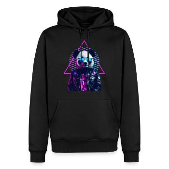 Retro Panda Veste en cuir des années 80 Neon Colors - Sweat à capuche Premium bio Homme - noir - Devant - Nico (187cm)