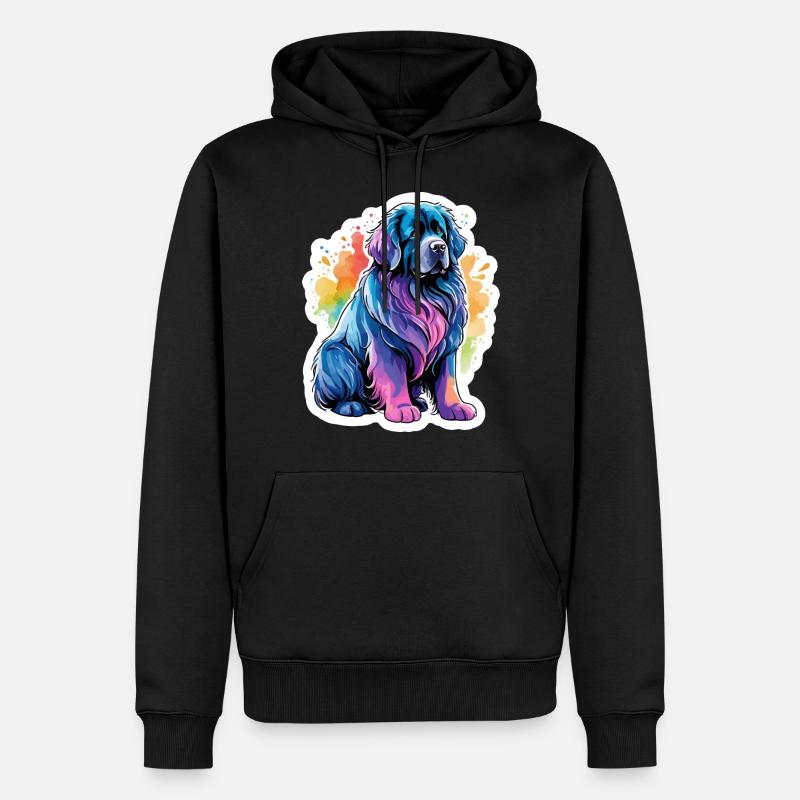 Aquarelles de Terre-Neuve - Sweat à capuche Premium bio Homme - noir
