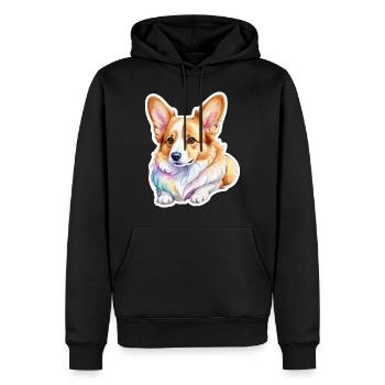 Welsh Corgi Pembroke Aquarelle - Sweat à capuche Premium bio Homme - noir - Devant - Nico (187cm)