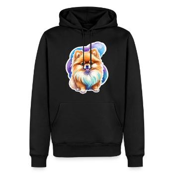 Poméranien Poméranien Aquarelle - Sweat à capuche Premium bio Homme - noir - Devant - Nico (187cm)