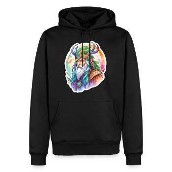 Aquarelles de druide - Sweat à capuche Premium bio Homme - noir - Devant - Nico (187cm)