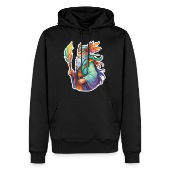 Aquarelles de druide - Sweat à capuche Premium bio Homme - noir - Devant - Nico (187cm)