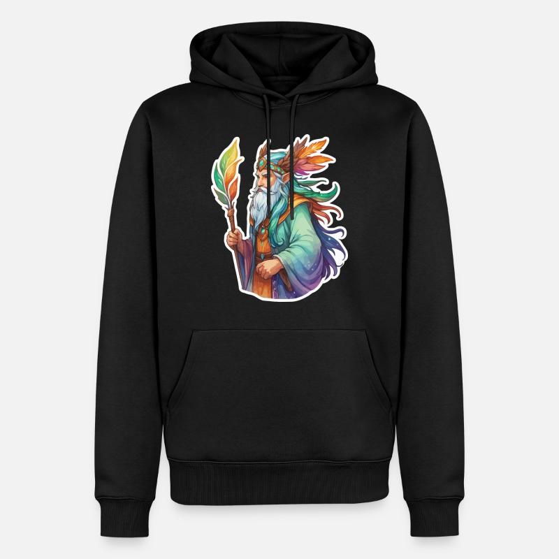 Aquarelles de druide - Sweat à capuche Premium bio Homme - noir