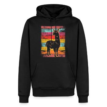 Lama Alpaka Vintage - Männer Premium Bio Hoodie - Schwarz - Vorne - Nico (187cm)