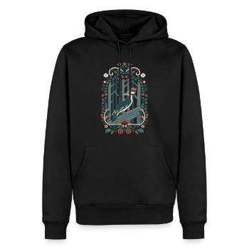 Pic cottagecore dans la forêt magique - Sweat à capuche Premium bio Homme - noir - Devant - Nico (187cm)