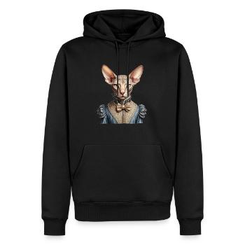 Chat sphynx victorien - Sweat à capuche Premium bio Homme - noir - Devant - Nico (187cm)